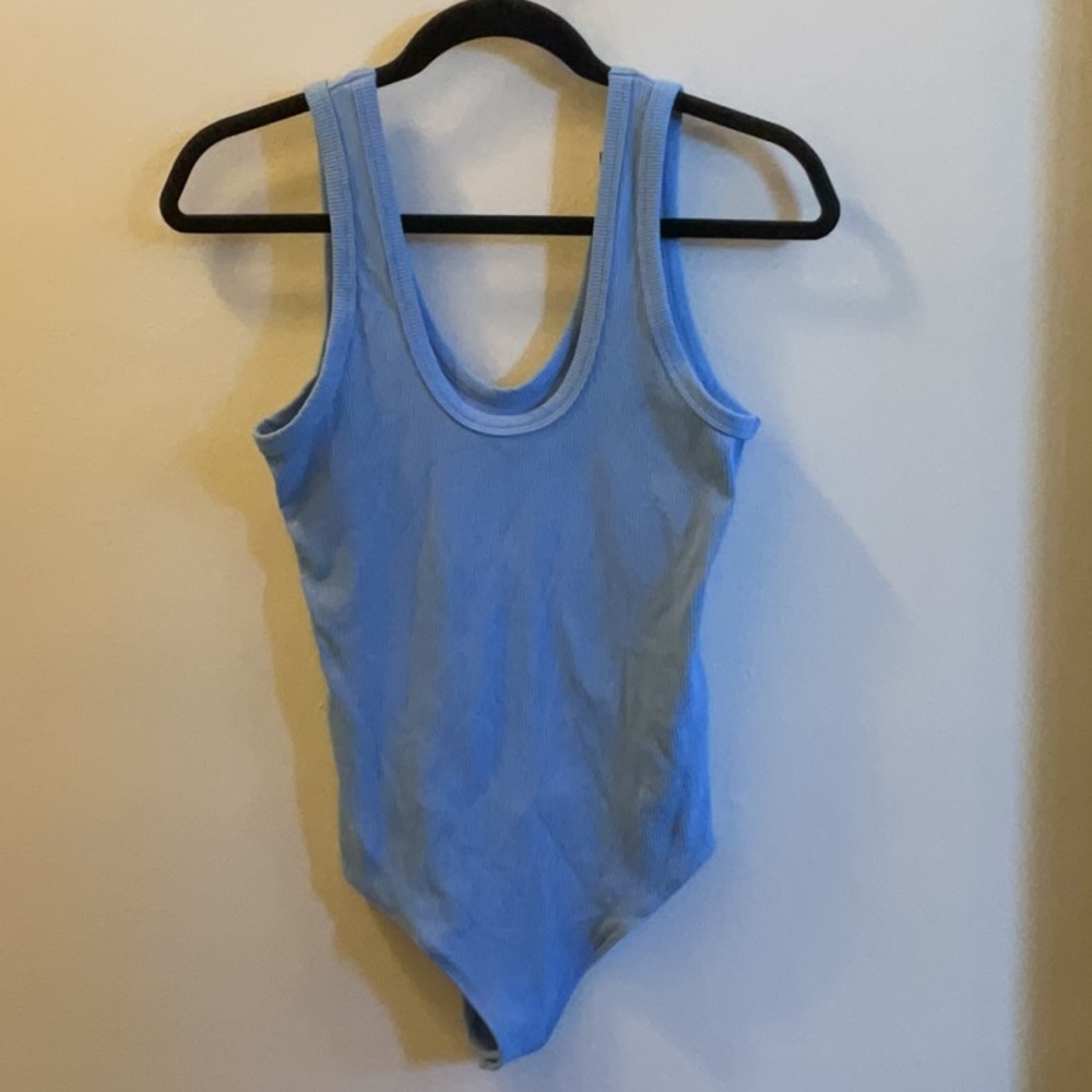 Abercrombie Rib Fabric Tank Bodysuit. Blue Size MEDIUM